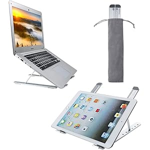 Aolulala ノートパソコンスタンド 折り畳み式 アルミ合金 収納袋付き シルバー