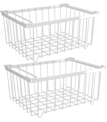Amazon.co.jp: 2個 冷凍庫ワイヤー収納バスケット 冷蔵庫フリーザー