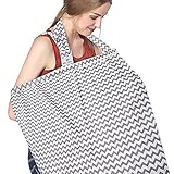 FicBox Breast Feeding Nursing Cover Made By Cotton (Gray Wavy) by FicBox