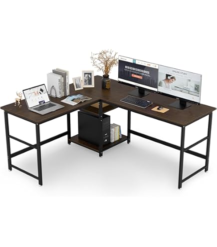 Amazon.co.jp: コーナー パソコンデスク モニター台 付き コンセント