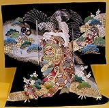 【正絹】 お宮参り着物　（初着・産着）　男児　M2-11 鷹に熨斗目柄・黒地　新品仕立上り　★もれなく５大特典付！
