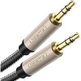 UGREEN オーディオケーブル ステレオミニプラグコード 3.5mm AUXケーブル オス-オス ステレオプロフェッショナル HiFiケーブル ナイロン編組み 金メッキコネクタ 1m