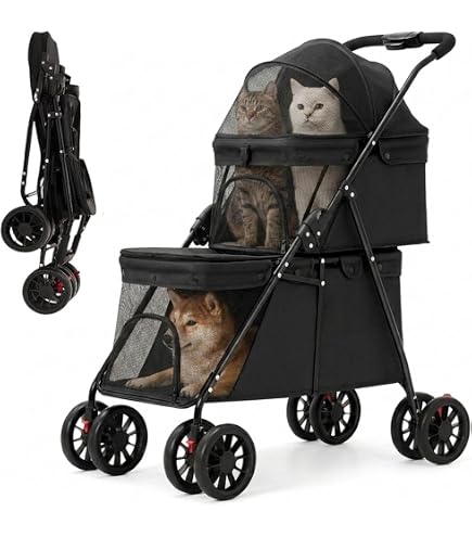 Amazon.co.jp: Klivex 分離式 ペットカート 多頭飼い 2段式の上下段