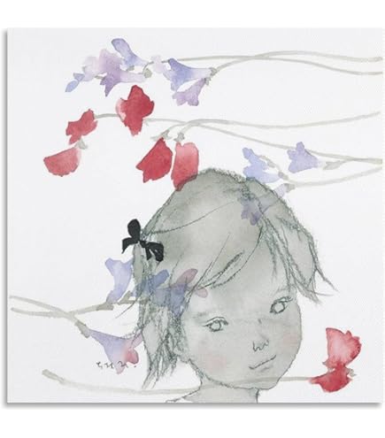 Amazon.co.jp: いわさきちひろポスター額(桃) (花と少女) : ホーム