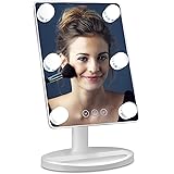 【Amazon限定ブランド】Auting 女優ミラー 化粧鏡 ライト付き ハリウッドミラー 電球色 温白色 昼光色 明るさ調節可能 明るさメモリ 6個LED電球付き 180度 360度回転可能 卓上ミラー