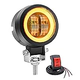 Biqing バイク フォグランプ カットライン 12V/24V バイク フォグランプ led IP68防水 バイク 補助灯 寿命は5万時間に達する（ホワイト+アンバー)