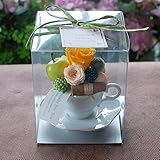 パラボッセオリジナル プリザーブドフラワー カプチーノ イエロー クリアケース入 横幅10cmx10cmx高さ13cm preserved flowers