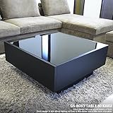 オークブラック × ガラス センターテーブル GS-BOXY GLASS TABLE 80角 正方形 国産 日本製 新進 デザイナーズ 木製 コーヒーテーブル　リビングテーブル　両側引き出し　収納　棚付き　北欧　モダン
