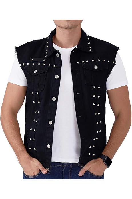 punk sleeveless denim jacket