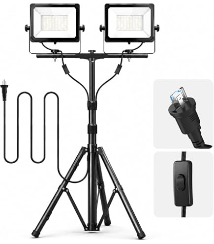投光器 LED 作業灯 200W 21000LM 2灯式 三脚スタンド付き Amazon.co.jp: 投光器 LED 作業灯 200W 21000LM 2灯式 三脚スタンド