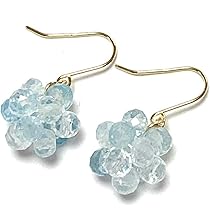 Amazon | 【Rvaru】K18ピアス アクアマリン ピアス フラワー