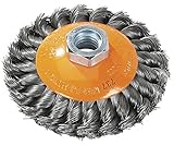 Walter Surface Technologies 13H604 Saucer-Cup Knot-Twisted Wire Brush, Threaded Hole, Carbon Steel, 