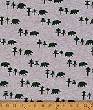 60 "コットンブレンド軽量ジャージーニットBears Bear Pine TreesツリーグリーングレーニットFabric by the yard ( 2494 F-6 N )