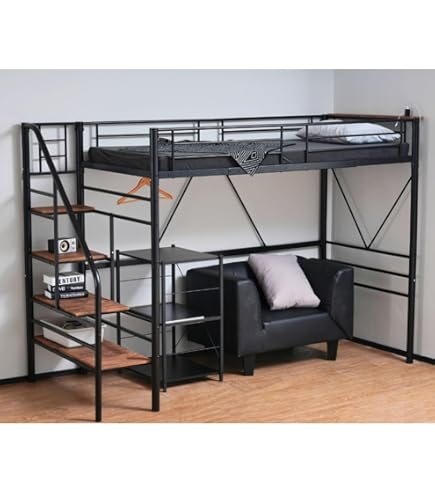 Amazon｜ロフトベッド システムベット パイプベッド セミダブル 階段