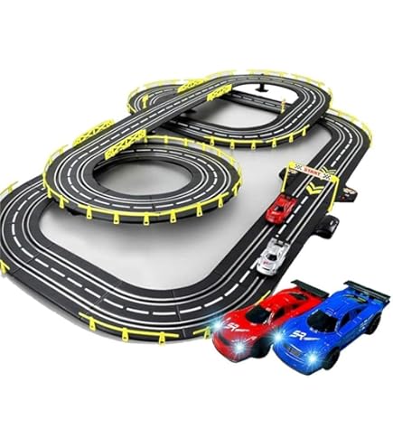 Amazon.co.jp: RCトラックカーおもちゃ、ダブルカースロットカー