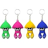 PANHUI スプラトゥーン3 キーリング キーホルダー スプラトゥーン3 グッズ イカ PVC 製 アクキー マスコット キーチェーン 4点セット 5cm チャーム フィギュア 非公式 飾り