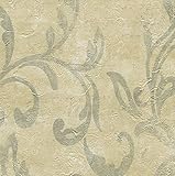 Warner WD3052 Plume Stone Modern Scroll Wallpaper, Yellow [並行輸入品]
