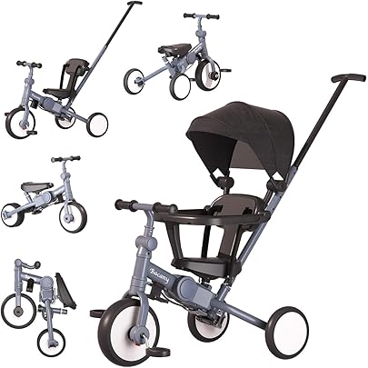 Amazon.co.jp: UBRAVOO 子供用三輪車 7in1 三輪車 折りたたみ 手押し棒