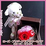 ローズ・プリザーブドフラワーBOX＆ベア 選べる4種 (ローズ・ピンク)