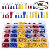 Glarks 960pcs 22-16 / 16-14 / 12-10 Gauge Mixed Quick Disconnect Electrical Insulated Butt Bullet Sp