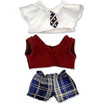 ぬい服　Tシャツ&パンツセット Amazon.co.jp: シャツ&チェックパンツセット 10cm用 レッド ぬい服