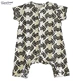 オーシャンアンドグラウンド｜ベビー肌着半袖ロンパース｜ＢＡＴ柄｜ブラック
