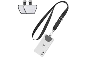 [Doormoon] スマホストラップ ネックストラップ 携帯ストラップ 首掛けストラップ 首から下げる 長さ調整可能 斜め掛け ショルダーストラップ 着脱簡単 全機種対応 紛失/落下防止 iphone など適応 ストラップホルダー 2枚 (ブラック