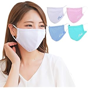 【2枚セット】冷感マスク ひんやりマスク クールUVマスク Cool UV Mask PixyParty ピクシーパーティー 2枚セット 全4色 洗って使える 夏用マスク 涼しいマスク 接触冷感 UPF50+ アイスホワイト S