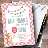 女の子ピンクTeddy Bear Picnic Invitationsベビーシャワー招待状 80 Invitations