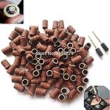 200ピース6.35ミリメートルサンディングバンド砂ドラム袖diyロータリーツールネイルアートサンディングバンド木材オリーブ核彫刻w/2マンドレル