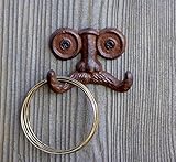 口ひげ壁フック – ダブル – 壁マウントされ、メタル、頑丈、素朴な、ヴィンテージ、リサイクル、装飾ギフトIdea -3.5 x2.5 " – withネジとアンカーby Comfify