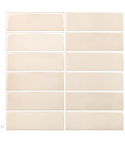 20-Piece Peel & Stick Subway Tiles 12x4 - Beige Kitchen Backsplash