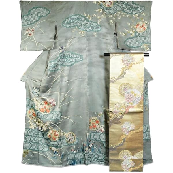 Amazon | [着物ひととき] 中古着物 訪問着 袷 正絹 金 身丈160.2cm 裄