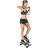 Sunny Health & Fitness(サニー ヘルス&フィットネス) ミニステッパー エクササイズ用 ローインパクト ステアステップ カーディオ機器 レジスタンスバンド、デジタルモニター、オプショナル ツイストモーション ステッパー