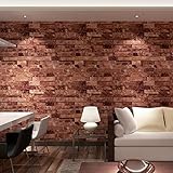 (ハンメロ)HANMEROリビング 部屋 diy リフォーム用 貼ってはがせる レンガ柄 ビニール壁紙 のりなし 53cm×10m レッド L91304