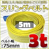 スリングベルト 幅75mm 使用荷重3t ベルトスリング 繊維ベルト 吊りベルト クレーンベルト 帯ベルト 吊り上げ 作業用 屋外 建設機械 船舶 運搬作業 ポリエステル素材 土木 農林業 造船 (5