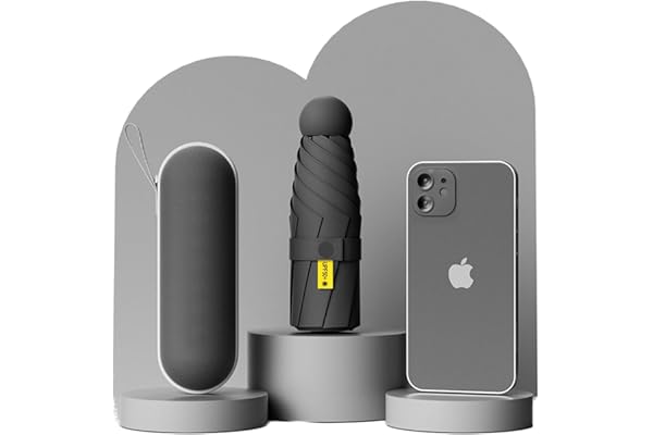 Compact 6 Ribs Travel Umbrella, Black Coating, 5 Folding Portable Parasol, Rain Protection Umbrella for Men and Women (Multip