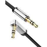 UGREEN オーディオケーブル 片側L型 ステレオミニプラグ 3.5mm AUX接続 高音質再生 ブラック 0.5m