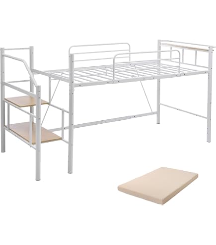 Amazon｜ロフトベッド パイプベッド シングル 耐荷重150kg 高さ125cm