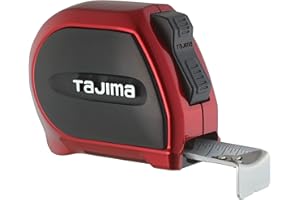 TAJIMA Tape Measure - SAE & Metric Scale 16ft/5m x 1 inch Sigma Stop Measuring Tape with Acrylic Coated & Auto Locking Blade 