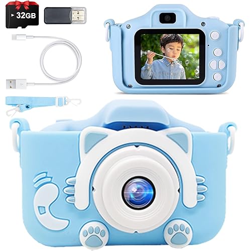 キッズカメラ 子供用 【自撮り簡単・2025新登場】 子供 カメラ トイカメラ 1080P HD 動画カメラ 32GB メモリーカード付き データ転送 保護ケース デュアルレンズ 操作簡単 USB充電 IPS 画面 8倍ズーム タイマー撮影 ゲーム機