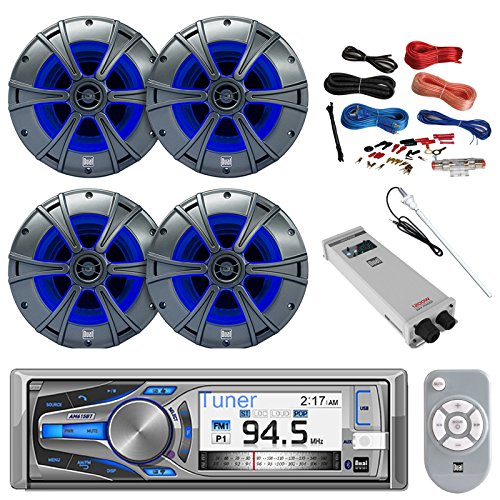 価格比較 ボートパッケージデュアルMarine Bluetooth CD mp3レシーバー、デュアル8 " 2ウェイMarineスピーカー