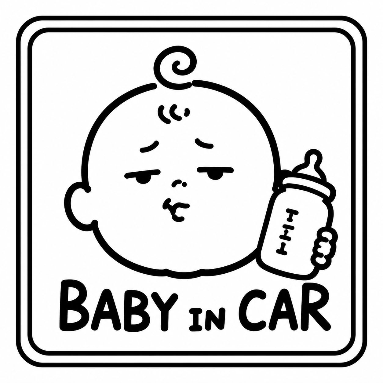 BABY IN CAR 哺乳瓶 シュール かわいい シンプル おもしろい マグネット ステッカー シール 赤ちゃん キッズ ベビーインカー 安全 デカール (マグネット)