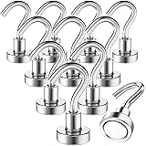 MIN CI 12 Pack Magnetic Hooks 25lb Magnetic Hooks Cruise Heavy Duty,Strong Neodymium Magnet for Kitchen Fridge Classroom Offi
