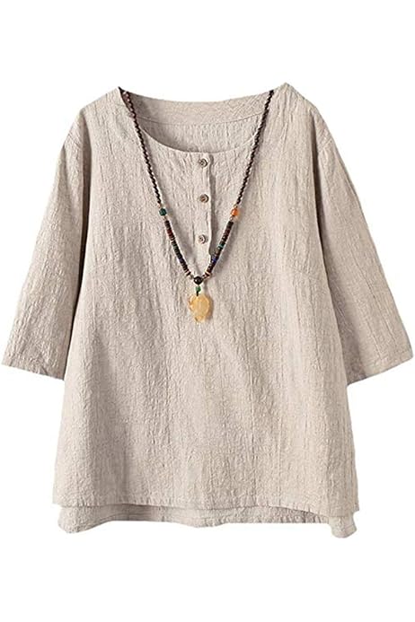Cotton Linen Jacquard Blouses 