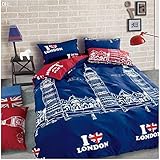 1 の直接 Wholesale-Factory 青と赤が好きロンドンの寝具 Fashional 綿 / ポリエステルベッドリネン安い掛け布団クイーンサイズのツインに設定