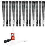 High Quality Golf Grip Kit with Tape & Solvent Vise Clamp (13 Piece), Jumbo/(+1/16"), Black/White Ve