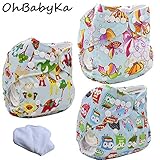 Ohbabyka3点セット おむつカバー+おむつライナー 布おむつ ベビー 布オムツ おむつ 新生児用 新生児用品 サイズ調節可 洗濯可能 漏れしにくい パンツ フリーサイズ 通気性良い 保育園 入園