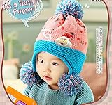 ニット帽子 耳まであったかキャップ ベビー キッズ 子供用 欧米風　赤ちゃん 帽子 クリスマス、雪だるま サンタ帽子バスデー男女兼用 出産祝い 記念写真の衣装にベビー 防寒帽子 (ピンク+ブルー)