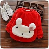 (チェリーレッド) CherryRed ベビー 女の子 防寒対策 綿服 スウェット Tシャツ 厚手 可愛い 暖かい 遊び着 普段着 80 レッド